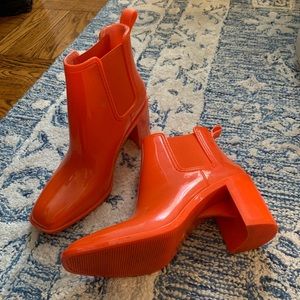Jeffrey Campbell Orange Hurricane Waterproof Boots